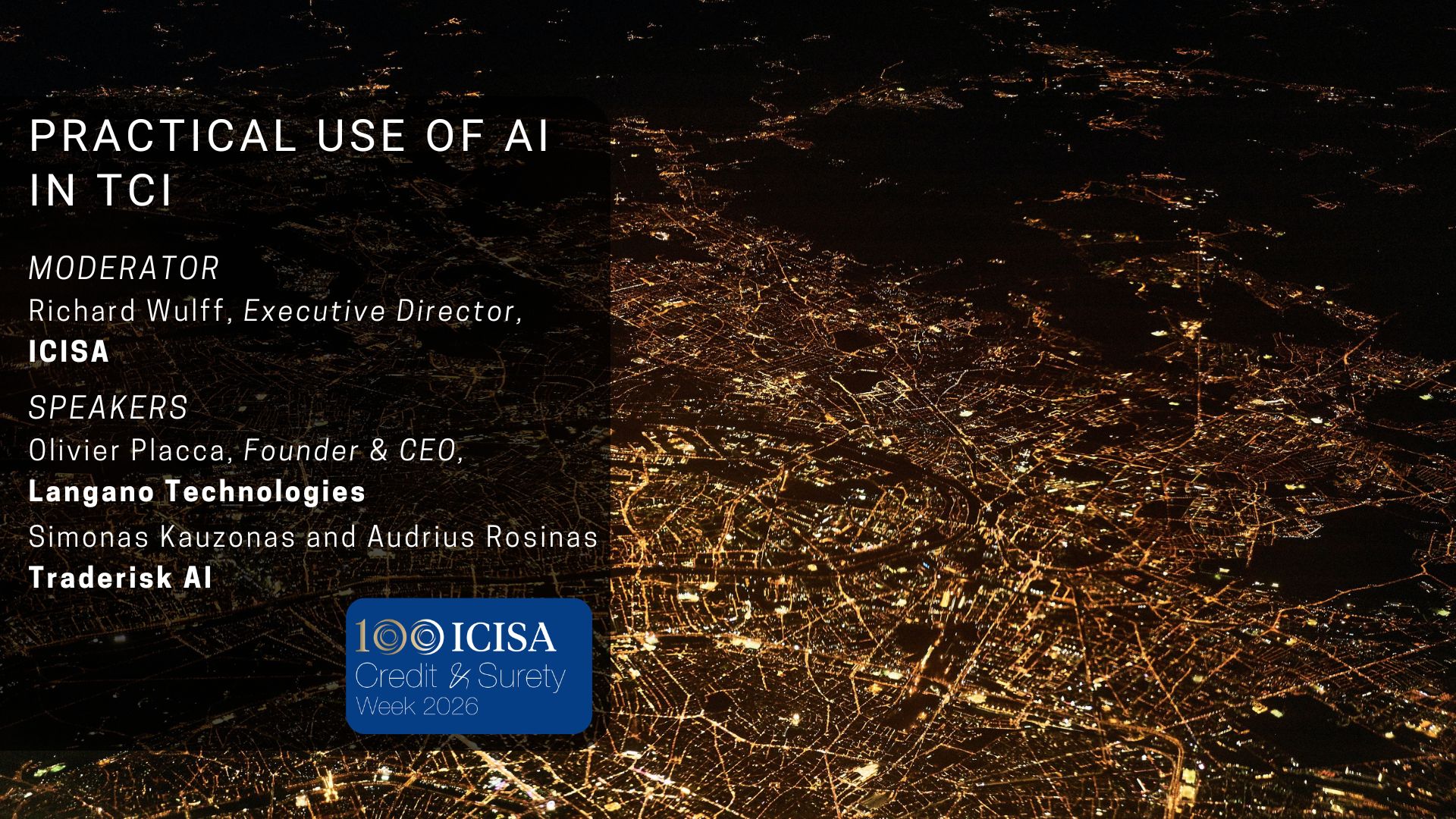 Credit & Surety Week 2026 – Practical use of AI in TCI